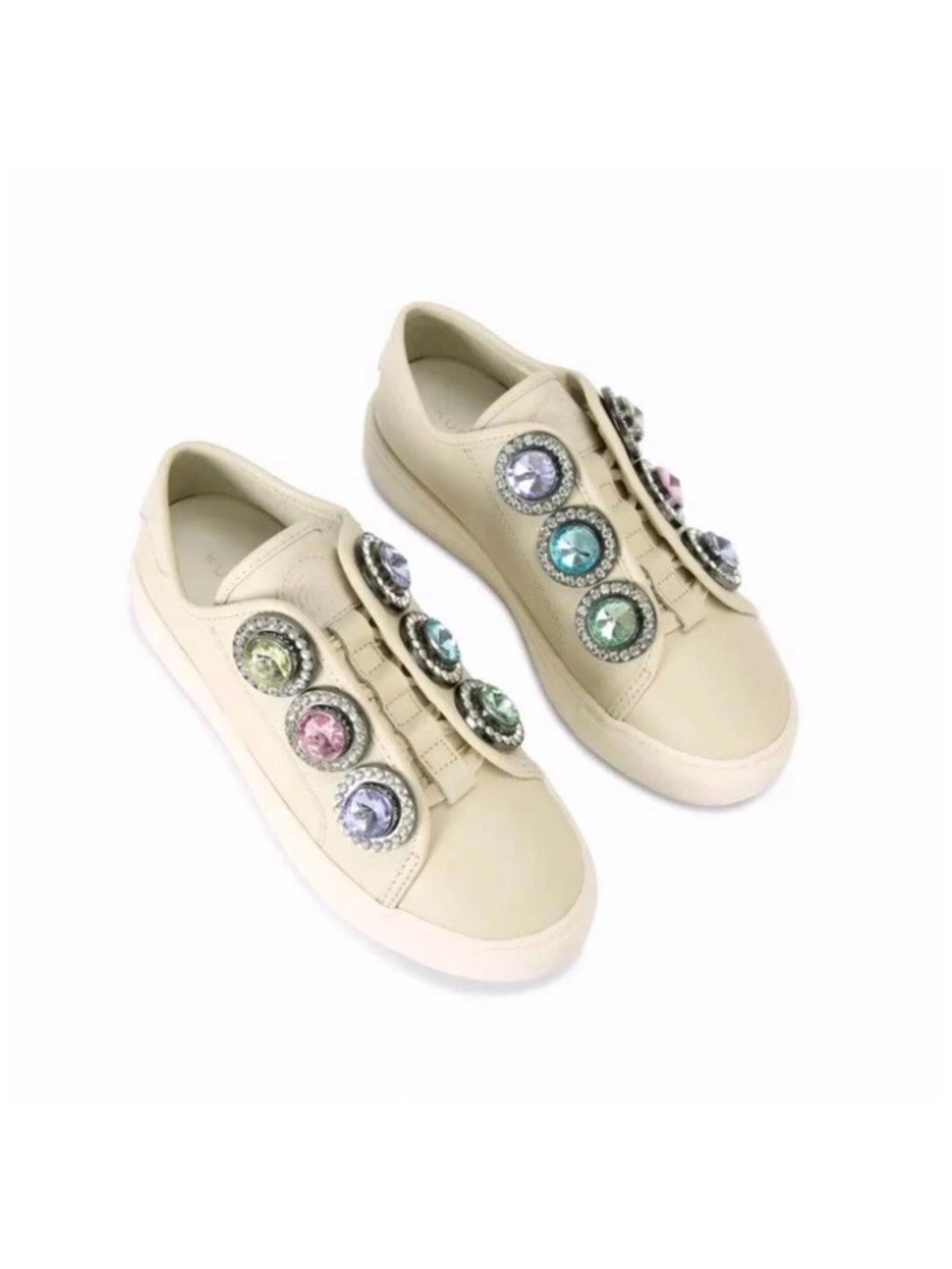 NIB Kurt Geiger Laney Octavia Bone Lace Up Sneakers with Pastel Gems RARE 9.5🤩 - Picture 2 of 11